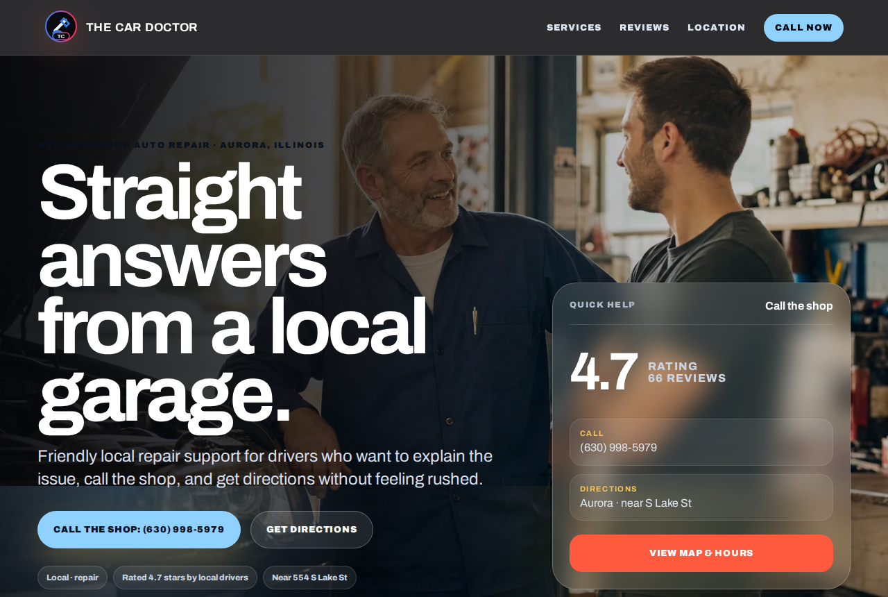 Performance-style auto repair website design example